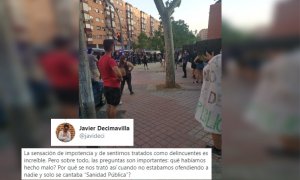 "Nos trataron como a delincuentes": la "sorprendente" actuación de la Policía en una protesta por la sanidad pública en un barrio obrero de Madrid