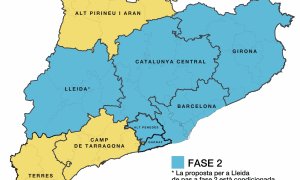 El mapa de la proposta de com quedaria Catalunya segons les fases.