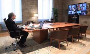 El president Quim Torra  encapçala la reunió setmanal del Consell Executiu que es fa per videoconferència. Govern de la Generalitat