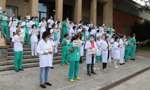 La protesta dels treballadors de l'Hospital Trueta. GERARD VILÀ / ACN