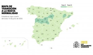 Mapa de la desescalada por fases en España. / Archivo