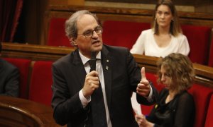 Torra, durant la sessió de control d'aquest dimecres. ACN / SÍLVIA JARDÍ