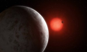 Ilustración del sistema multiplanetario de al menos dos supertierras orbitando alrededor de la estrella enana roja GJ 887. / Mark Garlick / SINC