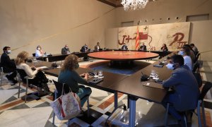 Reunió del consell executiu, formats pels membres del Govern, per aprovar el decret llei. Jordi Bermar