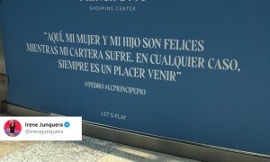 "Aquí mi mujer y mi hijo son felices mientras mi cartera sufre": indignación por este cartel en un centro comercial