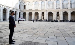 El presidente del Gobierno, Pedro Sánchez, durante el homenaje a las víctimas de la covid. - EFE