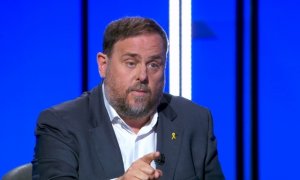 Oriol Junqueras durant l'entrevista a TV3. CCMA