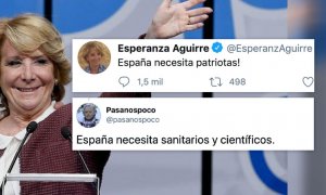 Aguirre dice que "España necesita patriotas" y los tuiteros le responden: "Le cambio cinco patriotas por un sanitario"