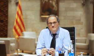 El president del Govern, Quim Torra, reunit pel seguiment de la Covid-19 a Catalunya al Palau de la Generalitat. Rubén Moreno | Govern | ACN