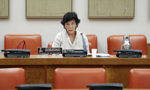 La ministra de Educación, Isabel Celaá, en una comparecencia ante la comisión del ramo en el Congreso de los Diputados. E.P./Pool