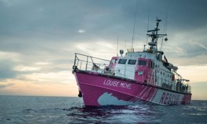 El Louise Michel, el barco de rescate financiado por Bansky. / Twitter