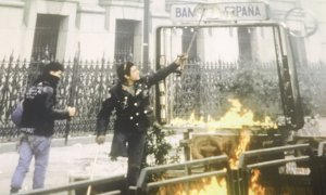 Foto de Jon el Cojo Manteca durante la manifestación estudiantil en Madrid de 1987. / ROBERTO VILLAGRAZ (INTERVIÚ)