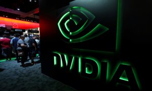 El logo de Nvidia en su stand en la feria de eléctrónica e informártica E3, en Los Angeles (California, EEUU), en junio de 2017. REUTERS/ Mike Blake