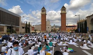 Metges Interns Residents (MIR) durant una protesta a Barcelona per reclamar millores laborals. METGES DE CATALUNYA / ACN