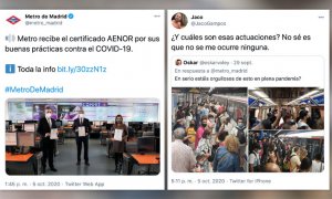 Metro de Madrid presume de un certificado por sus "buenas prácticas" contra la Covid y le llueven las críticas: "Se ríen de todo y de todos"