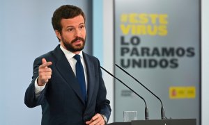 El líder opositor del Partido Popular (PP), Pablo Casado. Fernando Villar / POOL / AFP