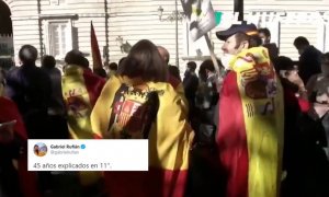 El 12-O se plaga de banderas franquistas mezcladas con las constitucionales y Rufián lo resume con este genial tuit