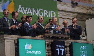 El presidente de Iberdrola, Ignacio Sánchez Galán, el día en que su filial en EEUU, Avangrid, comenzó a cotizar en la bolsa de Wall Street (NYSE). REUTERS