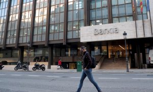 23/10/2020.- Vista general de la sede Central de Bankia este viernes cuando los consejos de administración de CaixaBank y Bankia se reúnen hoy en València para avanzar en su fusión por absorción y aprobar la convocatoria de las juntas de accionistas que