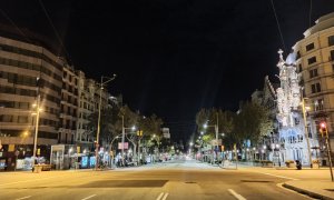 El passeig de Gràcia, buit durant el toc de queda. Maria Rubio