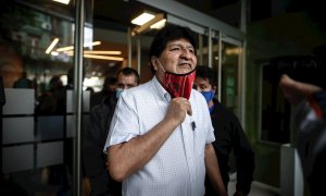 22/10/2020.- El expresidente de Bolivia Evo Morales tras ofrecer una rueda de prensa en Buenos Aires (Argentina).