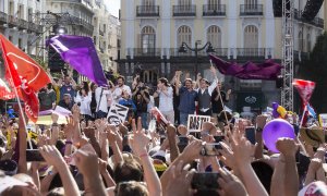 Concentración de mayo de 2017 a favor de la moción de censura contra Mariano Rajoy en la Puerta del Sol de Madrid.