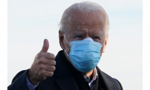 El candidato presidencial demócrata de Estados Unidos, Joe Biden, en el día de las elecciones en Wilmington, Delaware.