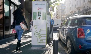Una estación de Iberdrola para la recarga de coches eléctricos, en Bilbao.