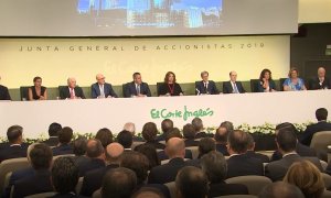 Vista del consejo de administración de El Corte Inglés, en la última junta de accionistas del grupo de grandes almacenes (Carlos Martínez Echevarría es el tercero por la izquierda). E.P.