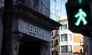 Entrada de la sede central del BBVA en Bilbao. EFE/LUIS TEJIDO