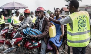 Puesto de control contra el ébola en la zona portuaria de Goma, noreste de la República Democrática del Congo (RDC) y colindante con el lago Kivu.