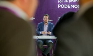 Pablo Iglesias durante su intervención en una reunión del Consejo Ciudadano Estatal (CCE) de Podemos, en enero de 2020.