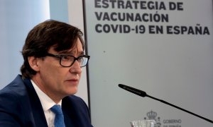 27/11/2020.- El ministro de Sanidad, Salvador Illa, durante la rueda de prensa para informar sobre la estrategia de vacunación.