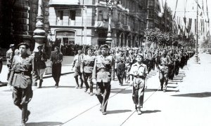 Tropas franquistas en Bilbao