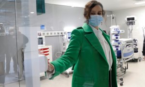 La presidenta de la Comunidad de Madrid, Isabel Díaz Ayuso, en la inauguración del hospital de Emergencias Isabel Zendal.
