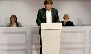Carles Puigdemont en l'acte de Brussel·les del Consell per la República.