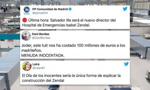 El PP bromea con el Zendal en el Día de los Inocentes y le sale mal: "La inocentada es que llaméis a eso 'hospital'"