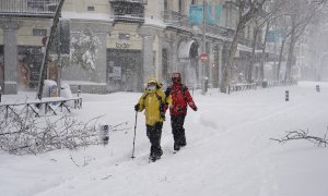 El centro de Madrid durante la nevada.