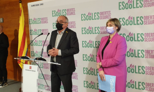 El conseller d'Educació, Josep Bargalló, i la consellera de Salut, Alba Vergés, durant la roda de premsa.