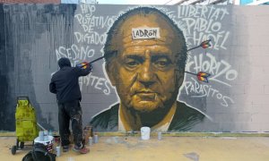Grafiti a favor de la libertad de Pablo Hasél en Barcelona