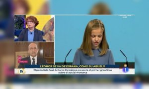 Captura de pantalla del rótulo de TVE que afirmaba que la Princesa Leonor "se va de España como su abuelo".