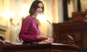 La ministra de Industria, Comercio y Turismo, Reyes Maroto, interviene durante una sesión de Control al Gobierno en el Congreso de los Diputados. E.P./E. Parra/POOL