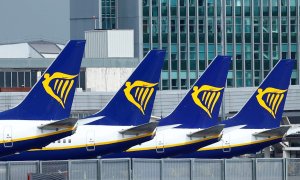 Aviones de Ryanair en el aeropuerto de Dublín.