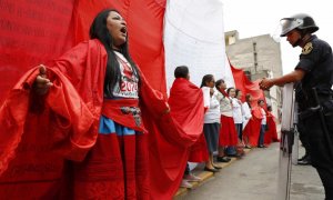 Protesta en Lima contra las esterilizadas forzadas.