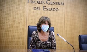 Dolores Delgado, durante la rueda de prensa del fiscal coordinador de Seguridad Vial del 24 de julio de 2020.