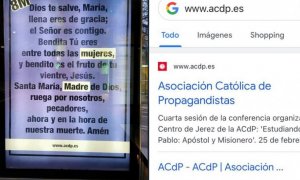 "Cuánto daño han hecho a la mujer oraciones así": el cartel católico de una marquesina por el 8M que blanquea el machismo de la religión