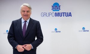 El presidente del Grupo Mutua, Ignacio Garralda, en la presentación de los resultados de 2020 de la aseguradora.