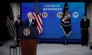 El presidente de EEUU, Joe Biden, este miércoles anunciando la producción de más vacunas contra la covid-19 dentro del país.