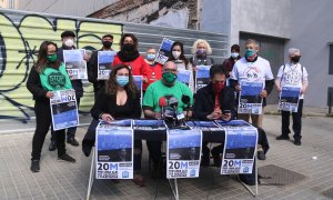 La roda de premsa de presentació de la manifestació per exigir l'aprovació de la Llei estatal de l'habitatge.