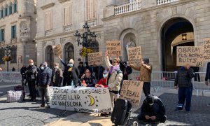 Roda de premsa de presentació del Sindicat de persones sense llar de Barcelona.